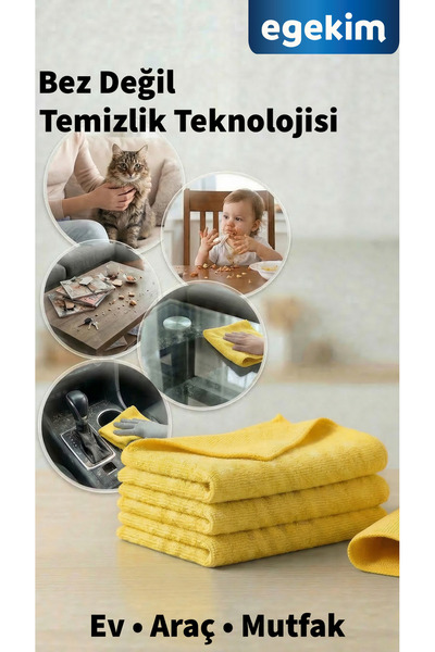 EGEKİM Çok Amaçlı Mikrofiber Bez – Ev, Araç, Mutfak İçin Profesyonel Temizlik...