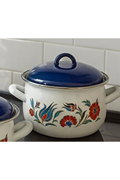 esdekor 22 cm Enameled Deep Curved Pot Collection
