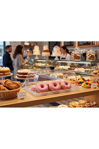 GastroPlast Şeffaf Kapaklı Sunum Fanusu ( 33 x 18 cm ) Kafe ve Pastaneler İçi...