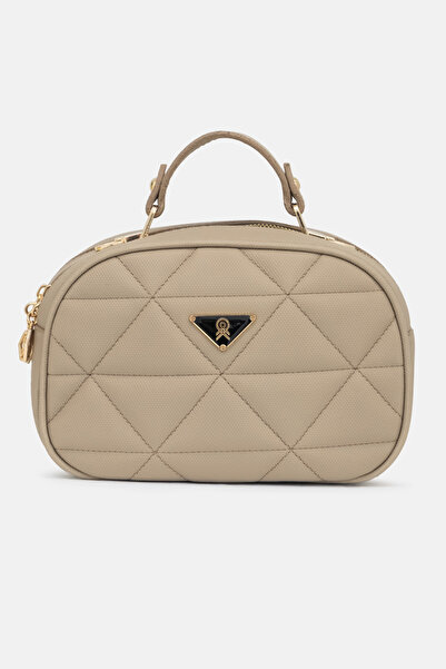 LikeMoon حقيبة كتف نسائية بيج مبطنة ومنقوشة للاستخدام اليومي