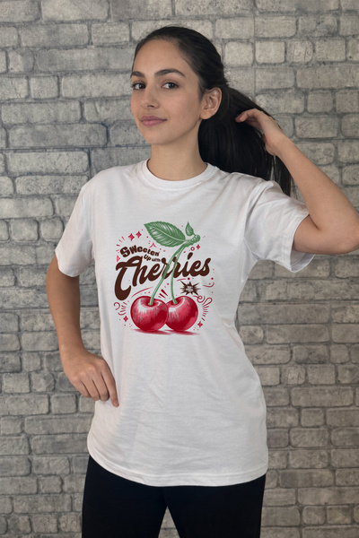 barsdepo CHERRİES Tricou unisex imprimat cu design special pentru copii/adulț...