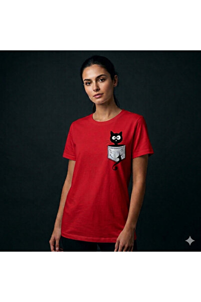 VODEXA Tricou supradimensionat CEPTEKİ KEDİII Imprimat, 100% bumbac, croială ...