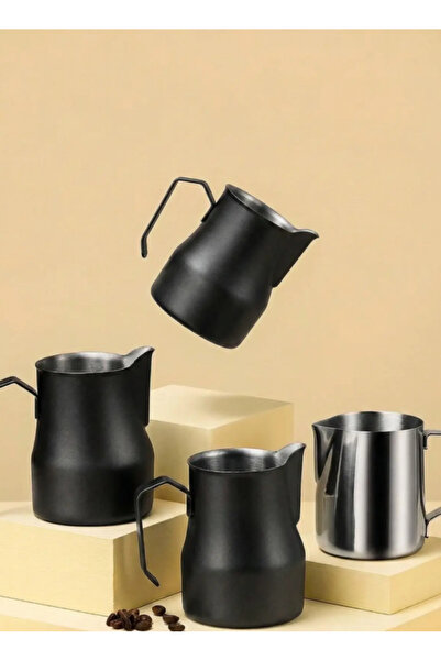 VESTRON Barista Süt Potu Prof Paslanmaz Siyah Pitcher Milk Jug Progear Kahve ...