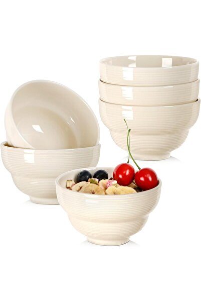 NUTRIUPS Σετ 6 τεμαχίων, κεραμικά μπολ/κύπελλα για σούπα, λευκά σε απόχρωση β...