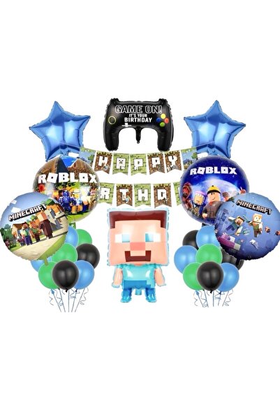 ANTADESIM Set De 24 Baloane, Figurine folie MineCraft 67 cm, Baloane Latex 30...