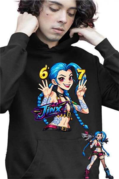 OEM Παιδικό Φούτερ με Κουκούλα για Αγόρια Jinx Six Seven Arcane Runeterra