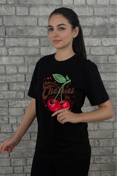 barsdepo Cherries Special Design Printed Unisex T-Shirt for Children / Adults...