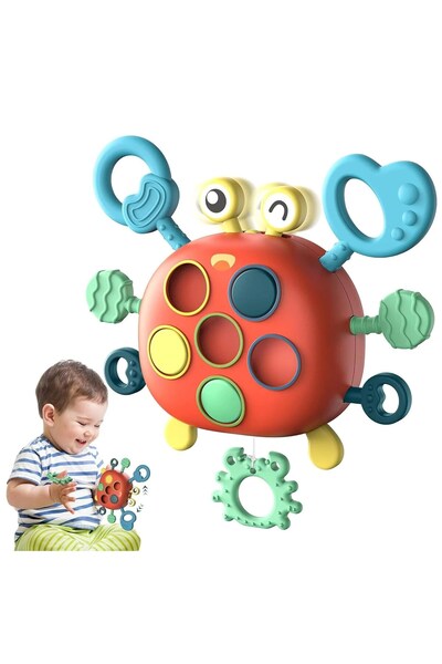 Montessori Jucărie senzorială „Happy Crab” – Activități multiple, Silicon pen...