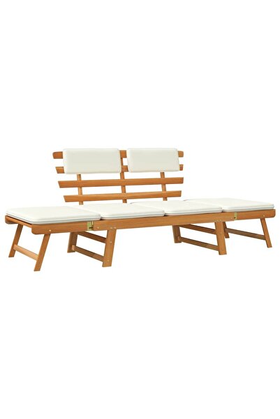 vidaxl Bancă de grădină cu perne 2-în-1, 190 cm, lemn masiv de acacia