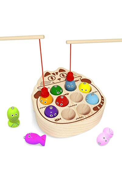 sallma Magnetic Fishing Game Wooden EDU TREE Cute Cat
