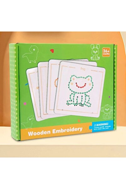 Wooden Toys Set de broderie din lemn pentru copii de la 3 ani în sus – Dezvol...