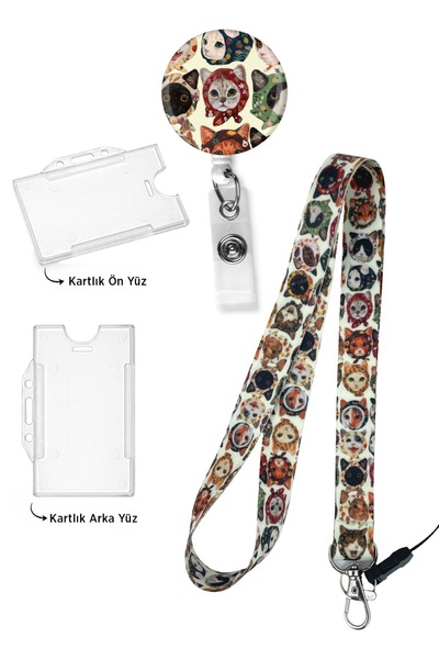 StormiStoretr Baş Örtülü Kedi 3 lü Set Boyun Askı ipi Çekmeli Yoyo Öğretmen D...
