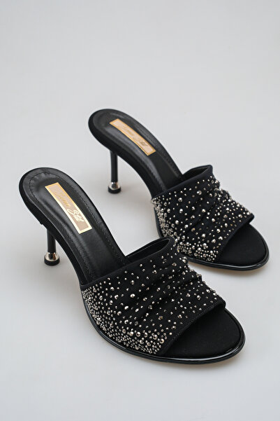 SENASTİL Women's Stoned Thin Special Design Heeled Detailed Slippers Shoes