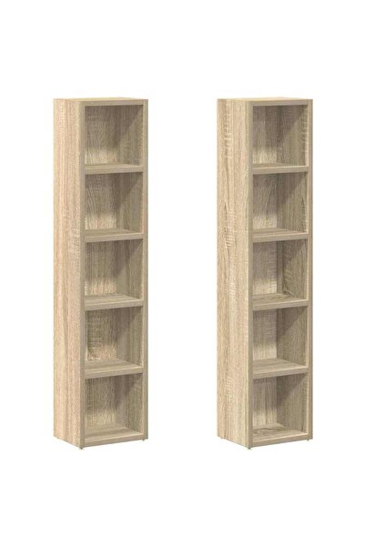 vidaxl Dulapuri CD-uri, 2 buc., stejar Sonoma, 21x16x93,5 cm, PAL