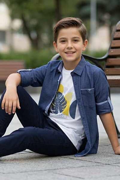 Trend Mix Kids 11-15 قميص للأولاد بأكمام قابلة للطي، طقم مكون من قطعتين أنيق ...