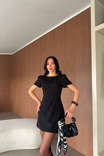 Sorridi Balloon Sleeve Ornamented Pocket Mini Dress