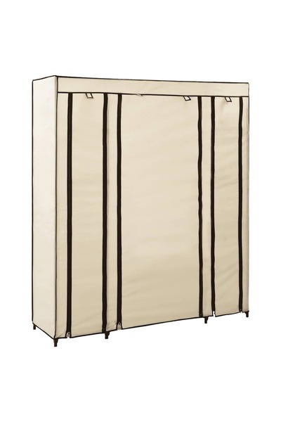 vidaxl Șifonier cu bare și compartimente, crem, 150x45x176 cm, textil
