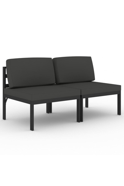 vidaxl Canapea de grădină cu 2 locuri, cu perne, antracit, aluminiu