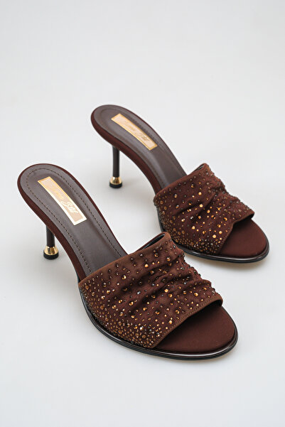 SENASTİL Women's Stoned Thin Special Design Heeled Detailed Slippers Shoes