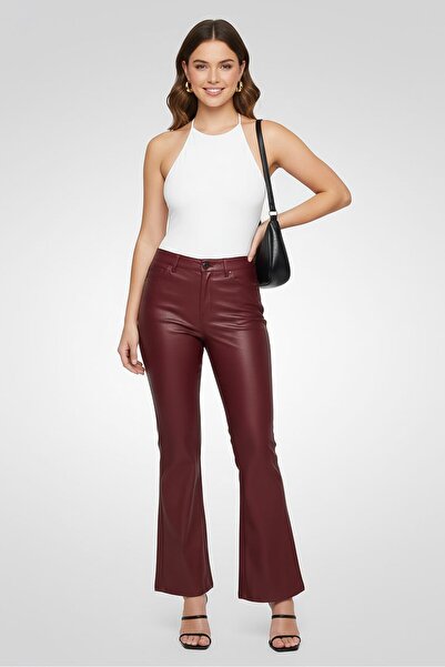 The Giving Movement Women Regular Fit Plain Flare Leg Pants, Maroon