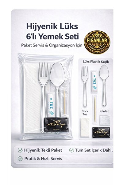figanlar ambalaj Hijyenik 6’lı Yemek Seti Tekli Paket Kullan At Çatal Kaşık P...