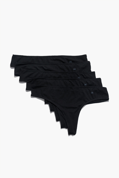 Paul Kenzie 5-Pack Women's String Panties - All Black