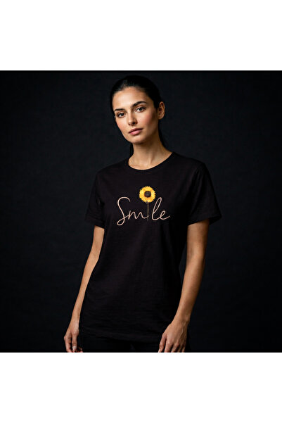 VODEXA Υπερμεγέθη T-Shirt SMİLE με στάμπα, 100% βαμβακερό, άνετη εφαρμογή