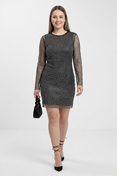 Maje Women Metallic Bodycon Dress, Sliver