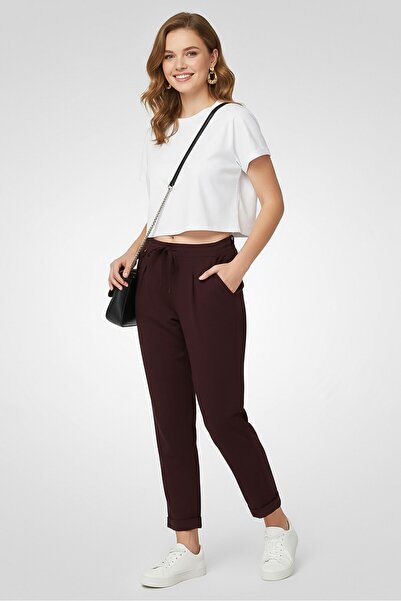 Harmont & Blaine Women Regular Fit Plain Dress Pants, Purple