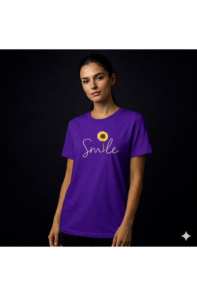 VODEXA Tricou oversize SMİLE imprimat, 100% bumbac, croială confortabilă