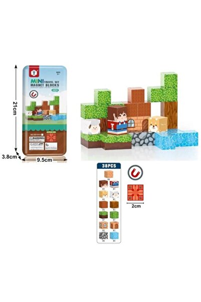 SARALMA Blocuri magnetice de constructie, 38 piese, compatibile Minecraft, jo...
