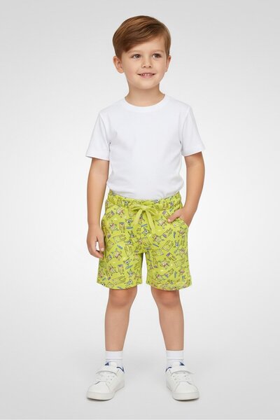 Hamleys شورت أساسي مطبوع عليه وحش للأولاد من H By Toddlers، باللون الأخضر الل...