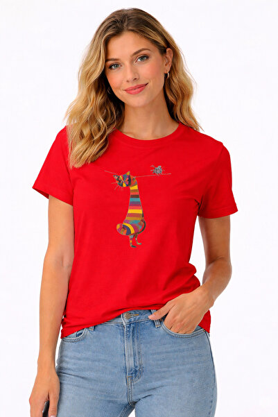 VODEXA Tricou oversize CAMBAZ CAT Imprimat 100% bumbac Tricou cu croială conf...