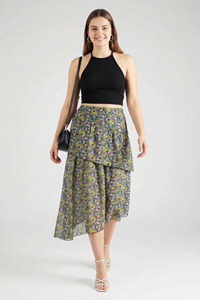 Maje تنورة نسائية متوسطة الطول بنقشة زهور، متعددة الألوان