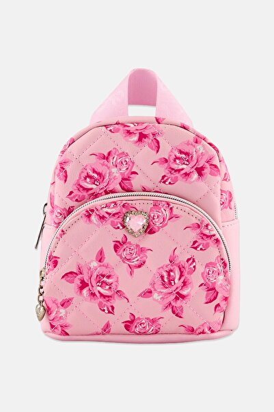 OMG Accessories حقيبة ظهر صغيرة مبطنة مطبوعة بالورود للأطفال البنات، متعددة ا...