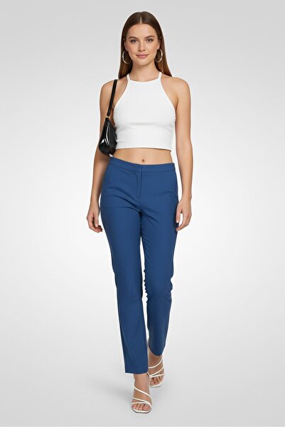 Maje Women Regular Fit Solid Straight Pants, Blue