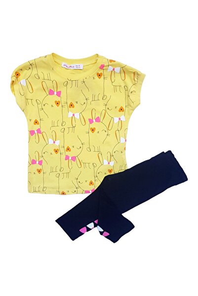 Miniworld Baby Girls' 2-piece set with bunny print, cotton, t-shirt and tights