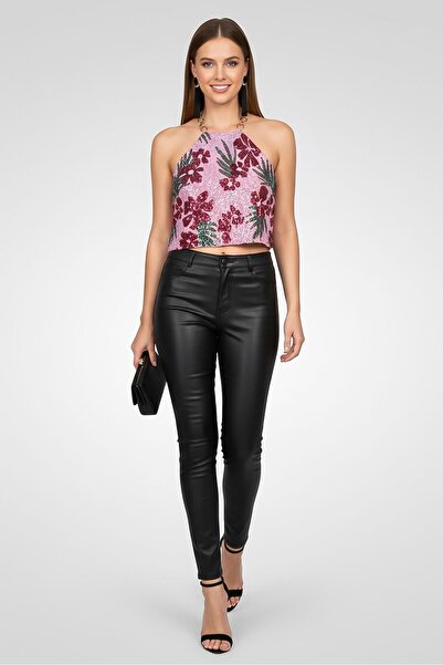 Maje بلوزة نسائية بدون أكمام مزينة بالترتر، متعددة الألوان