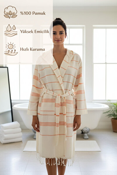 CESSTORE 100% Cotton Hooded Handwoven Bathrobe, Soft, Quick-Drying, Beach, Po...