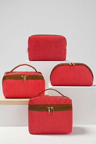 Lui Baby 4-Piece Makeup & Organizer Bag Set Stylish Textured Fabric, Zippered...