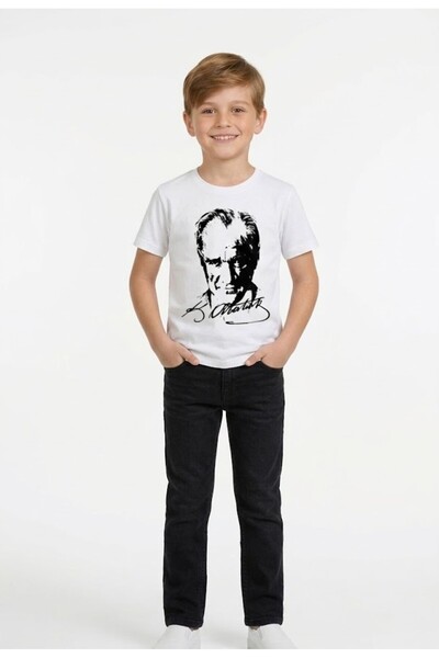 BLACK SWALLOW Μπλουζάκι με στάμπα ATATURK για αγόρια - Μαύρο λινό σετ παντελο...