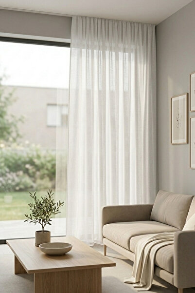 Luvora Home Solen Non-Fabric Linen Tulle Curtain - White