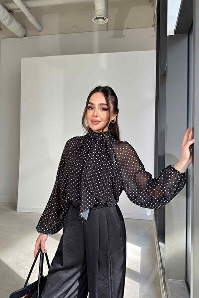 Sorridi Polka Dot Halter Neck Chiffon Blouse