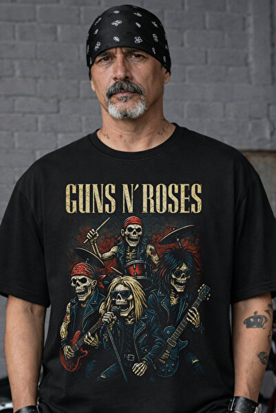theatalistwear Guns N Roses Tişört Siyah Rock Metal Baskılı Unisex Streetwear...