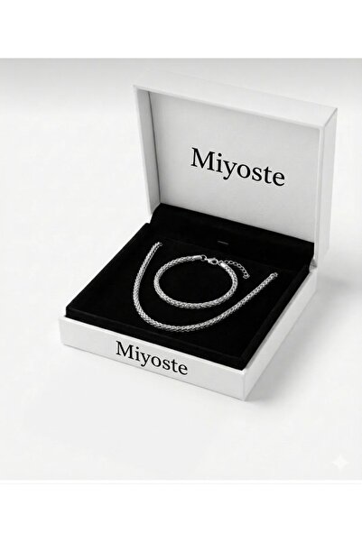 Miyoste Unisex Gümüş Renk Kararmaz Paslanmaz İtalyan Çelik Sarma Kolye Ve Bil...
