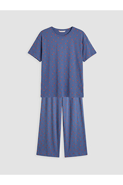 LC Waikiki طقم بيجامة نسائية مطبوعة بياقة روبا من UZG STORE للنساء الأنيقات