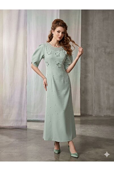 Pyramid masterpieces فستان نساىي ميد ناعم باكمام قصيره