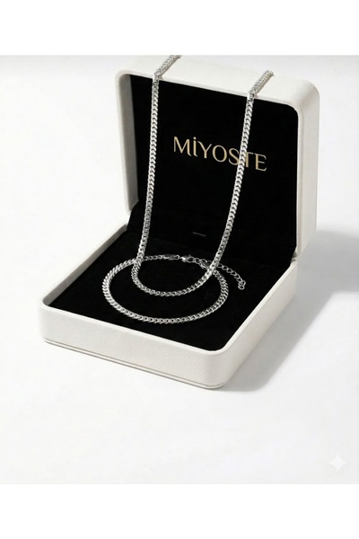 Miyoste Unisex Gümüş Renk İtalyan Kararmaz Paslanmaz Çelik Kolye Ve Bileklik