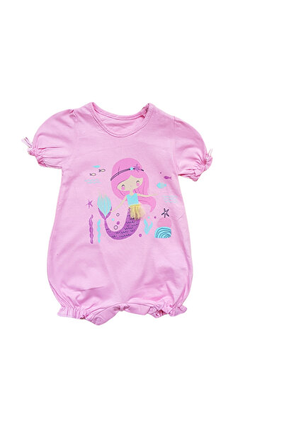 Miniworld Baby Short summer cotton jumpsuit, Little Mermaid, snap closure