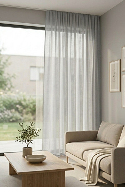Luvora Home Solen Non-Folded Linen Tulle Curtain - Gray